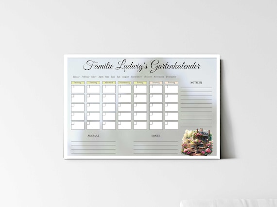 Acrylkalender personalisierbar | Gartenkalender Aussaat und Ernte | Jahreskalender