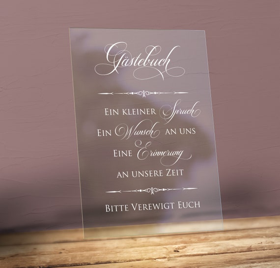 Gästebuch Acrylschild | Hochzeitsdeko Schild | Hochzeitsschilder Deko