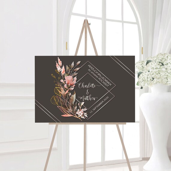 Hochzeitsschild personalisierbar - Willkommen zur Hochzeit - Willkommensschild