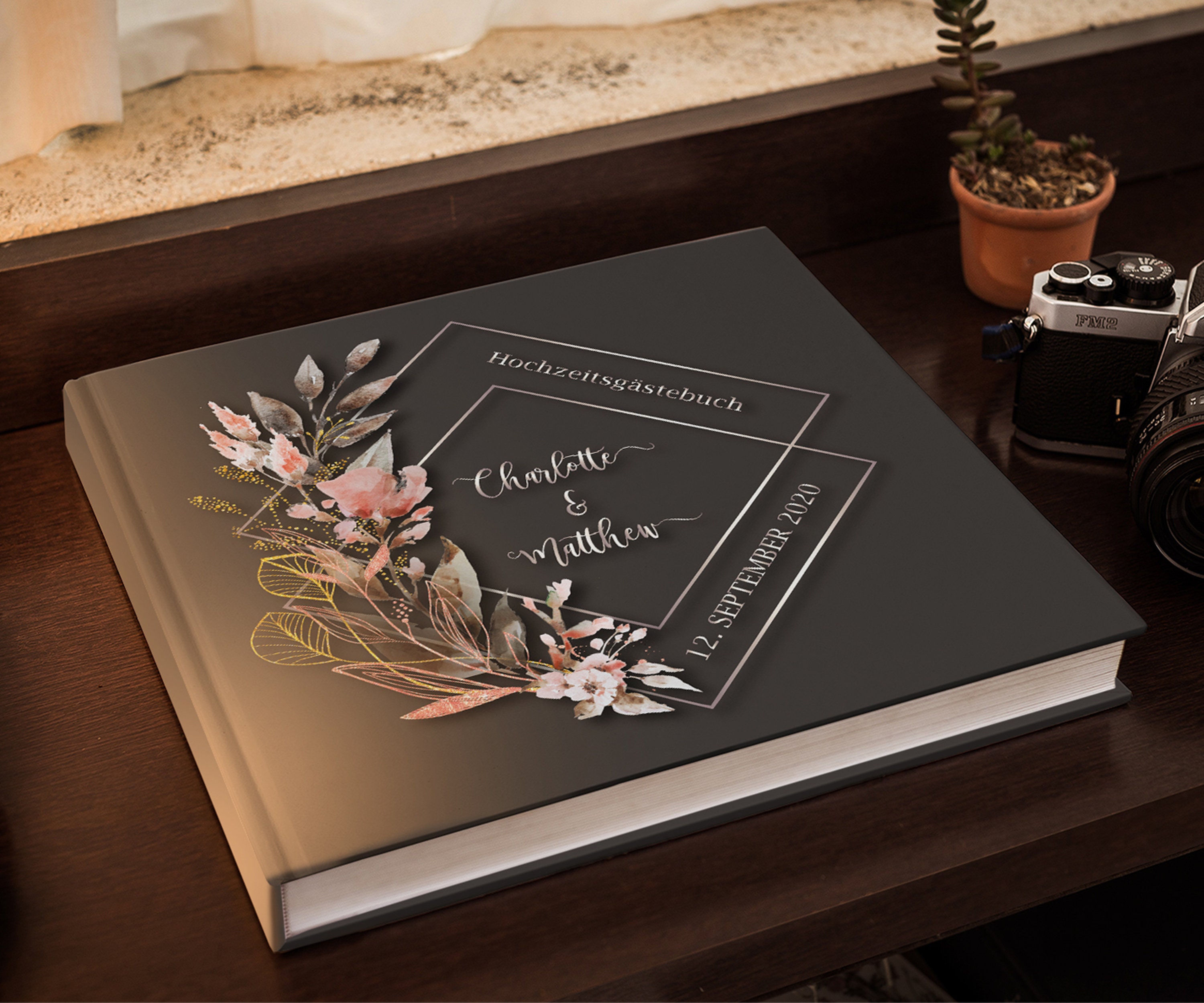 Hochzeitsgästebuch Gästebuch Hochzeit personalisierbar mit Fragen