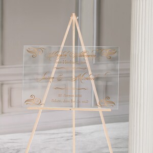 Panneau de mariage en verre acrylique personnalisable panneau de bienvenue transparent décoration de mariage image 3