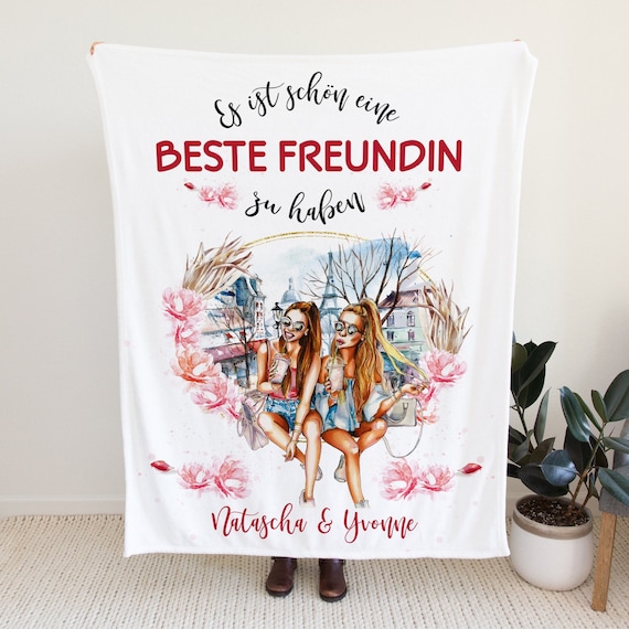 Fleecedecke Beste Freundin personalisierbar | Namensdecke Überwurf | Sofadecke Geschenkidee