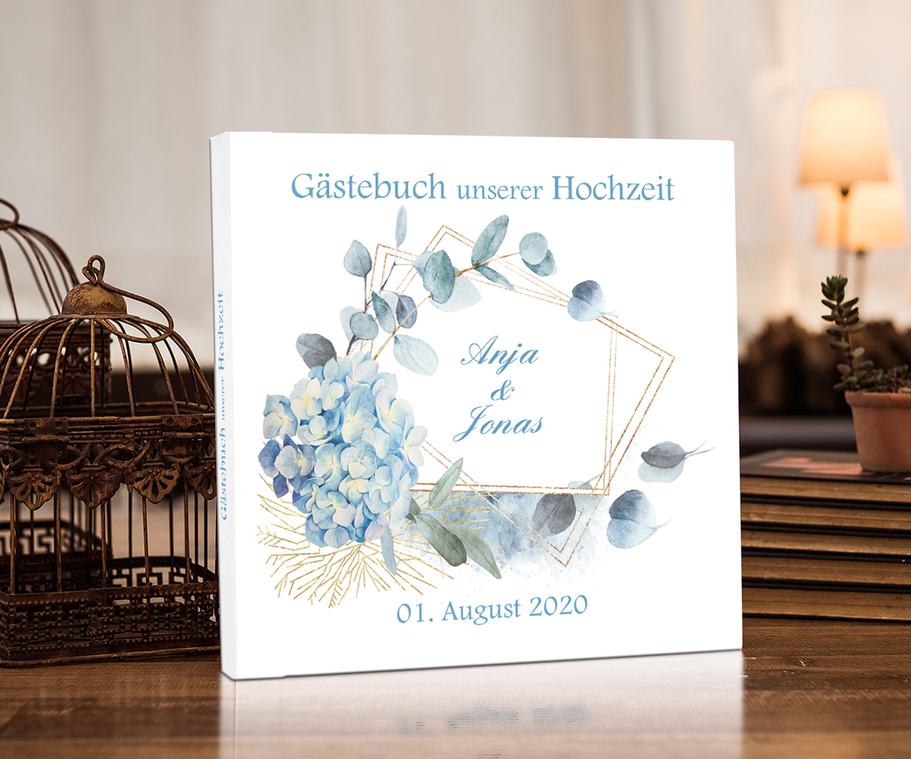 Gästebuch Hochzeit personalisierbar Hortensie Hochzeitsgästebuch