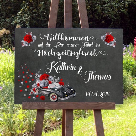 Fahrt ins Glück Hochzeit Willkommen Schild Digitaldruck Etsy
