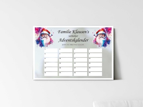 Adventskalender Weihnachtsmann Acryl personalisierbar