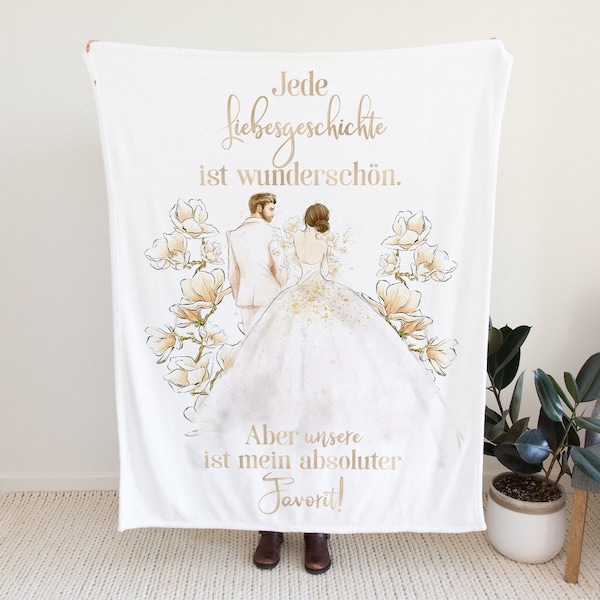 Brautpaar Fleecedecke | Kuscheldecke Geschenk Hochzeit