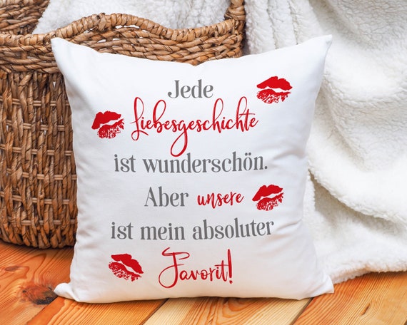 Dekokissen Liebe Kussmund Kissen Geschenk