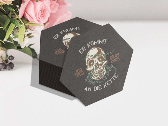 JGA Bierdeckel beidseitig personalisierbar | Männer Untersetzer Totenkopf | Junggesellenabschied