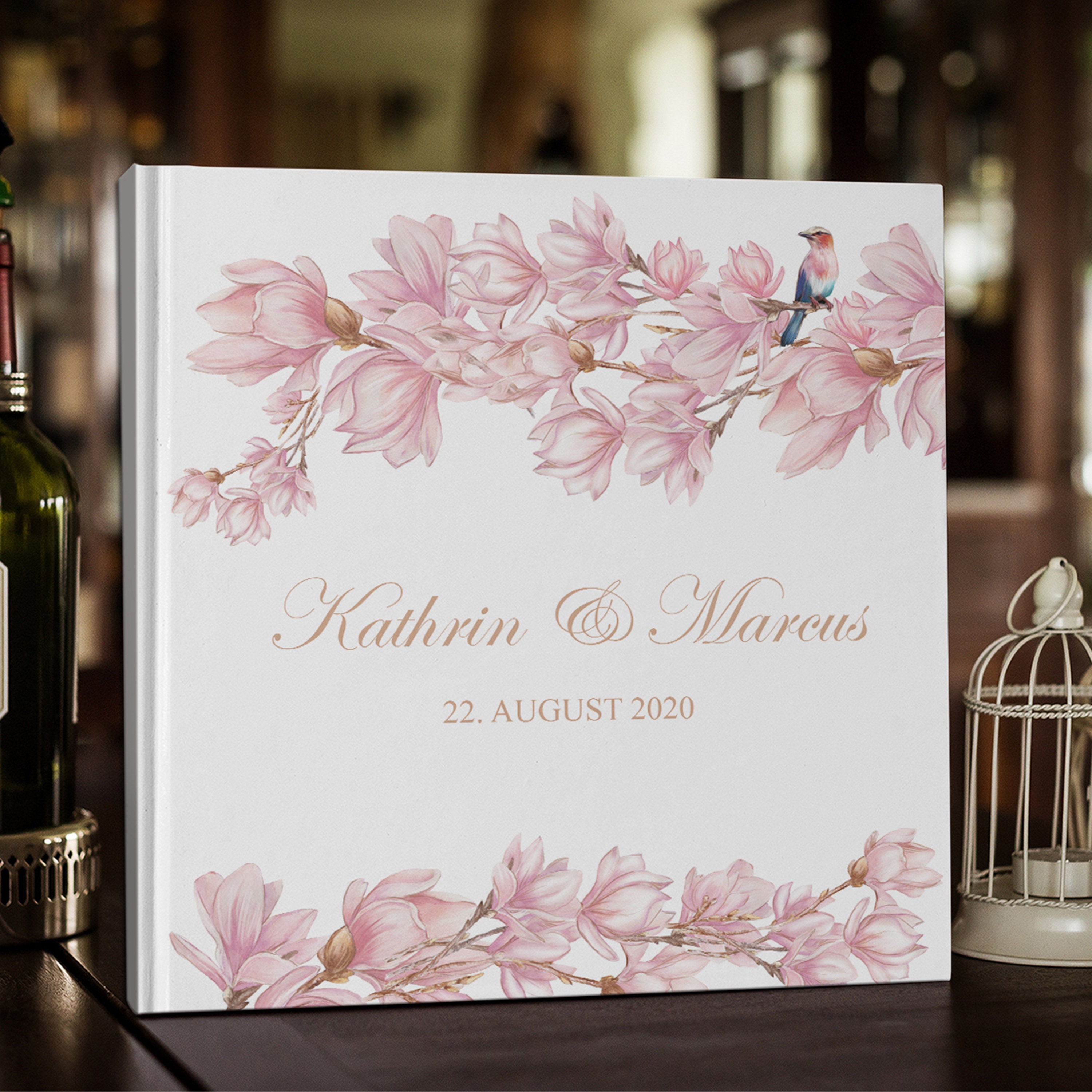 Hochzeitsgästebuch, Personalisiert, Gästebuch Hochzeit, Magnolie
