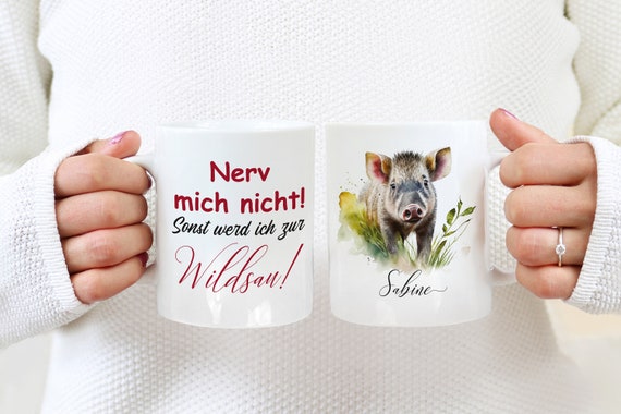 Wildschwein Tasse personalisiert mit Namen und lustigem Spruch