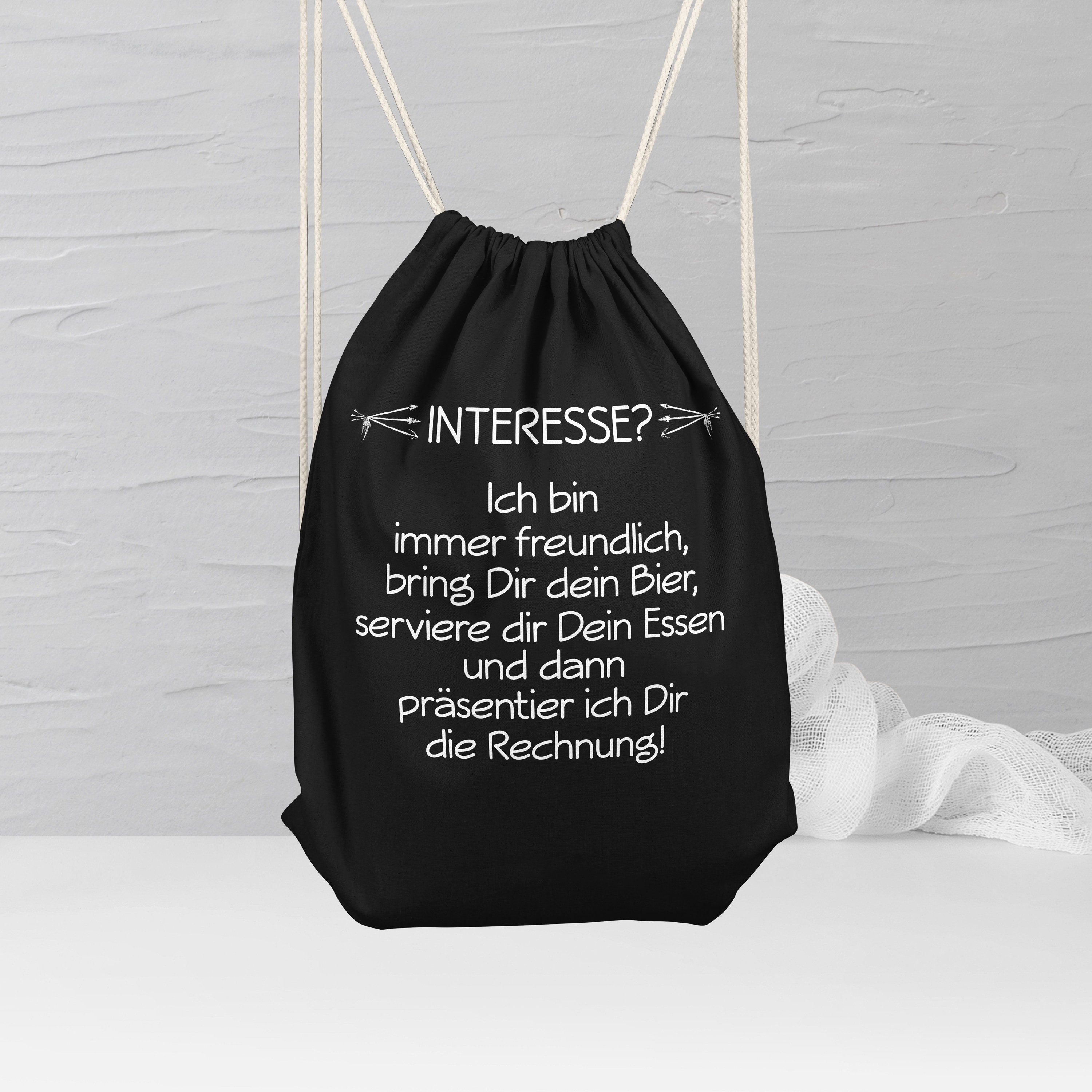 Turnbeutel Kellner, Rucksack, Sporttasche, Flirt Sprüche Turnbeutel