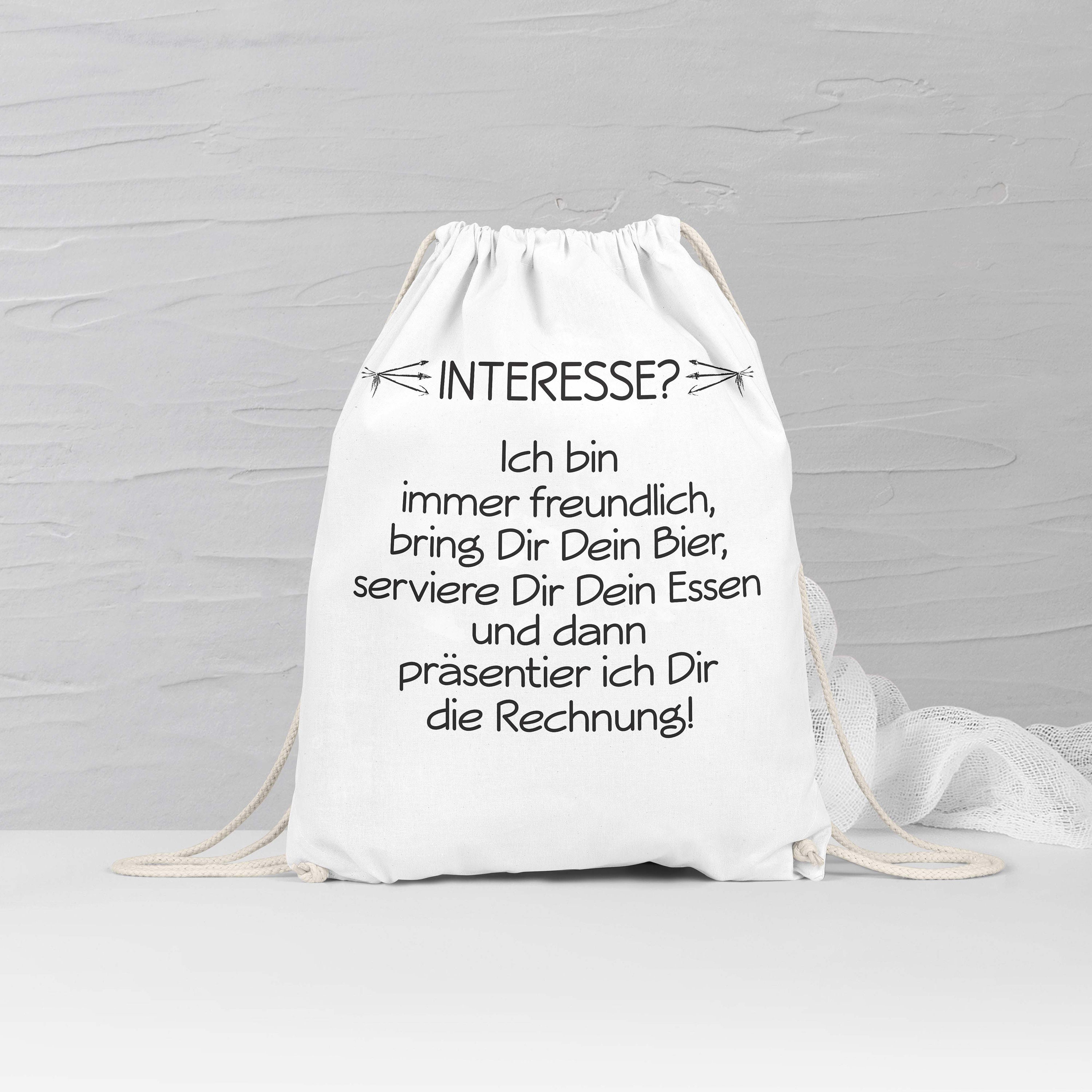 Witziger Spruch Turnbeutel für Kellner Rucksack Flirt Sprüche