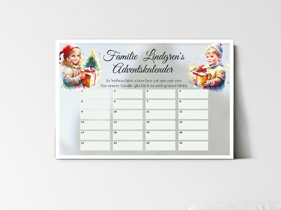 Adventskalender Acryl personalisiert | Familien Weihnachtskalender zum ausfüllen