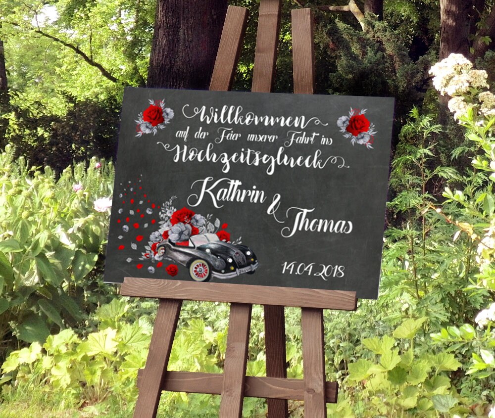 Hochzeitsschild Fahrt ins Glück, Hochzeitsdeko, Willkommensschild