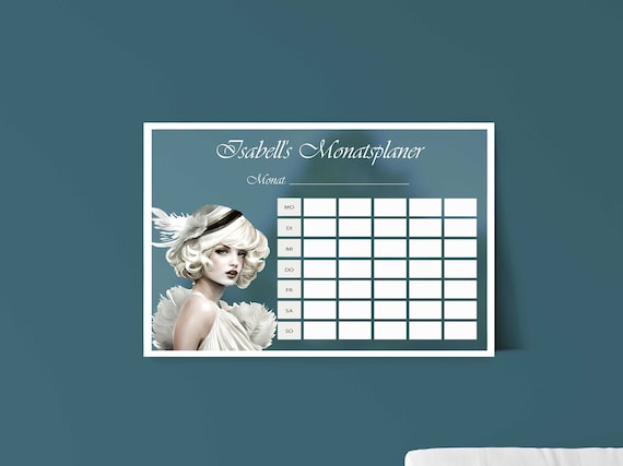 Monatsplaner Flapper Girl Acrylkalender personalisiert | transparenter Acryl Monatskalender Roaring 20s