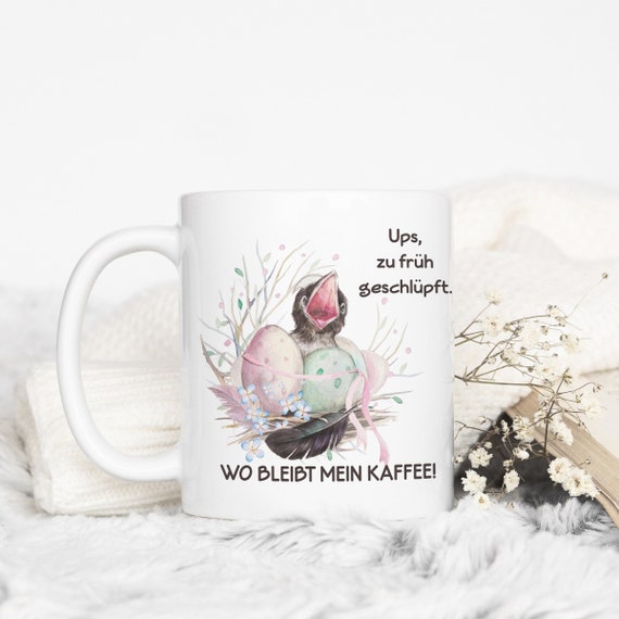 Küken Spruch Tasse Frühaufsteher | Morgenkaffee Kaffeebecher | früher Vogel