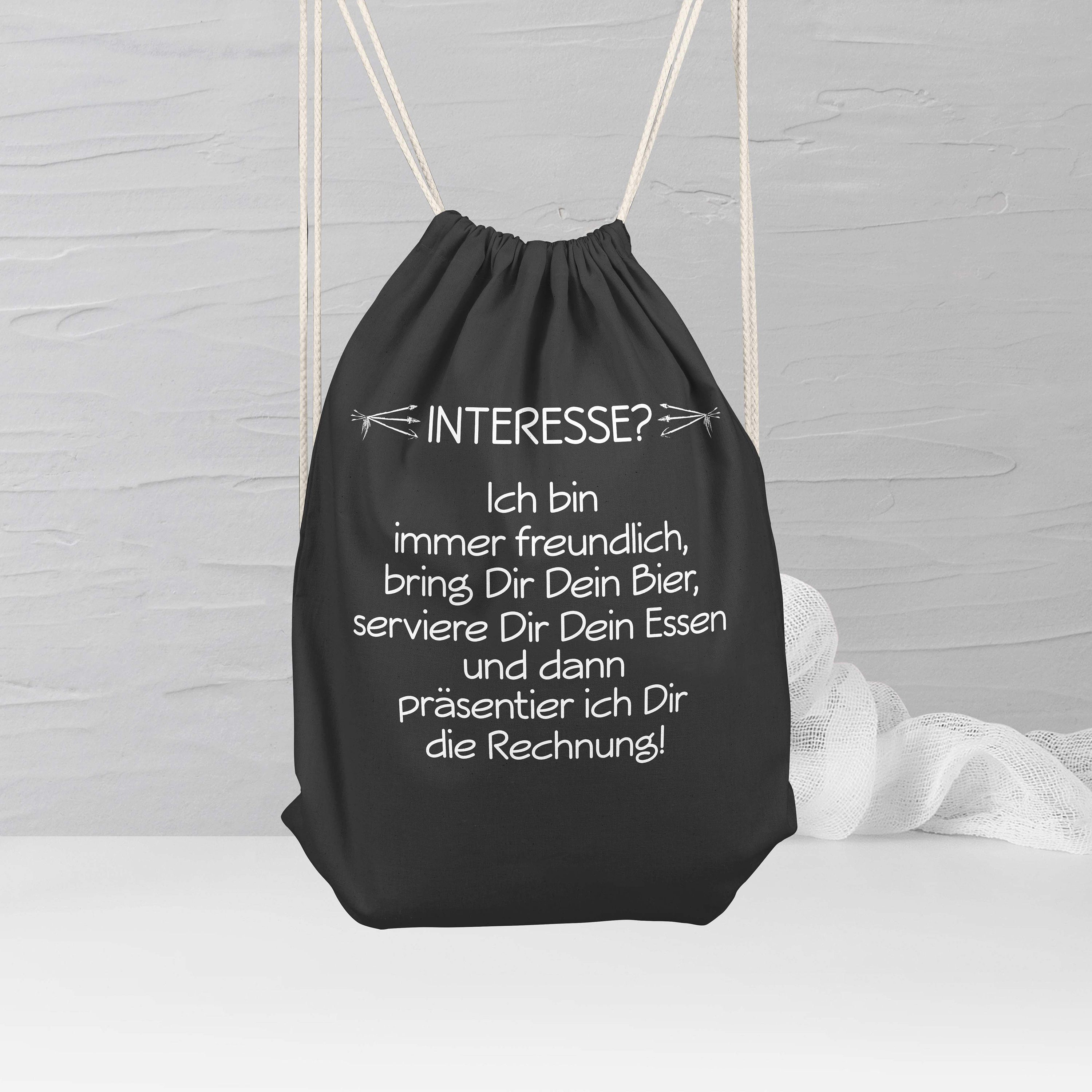 Witziger Spruch Turnbeutel für Kellner Rucksack Flirt Sprüche