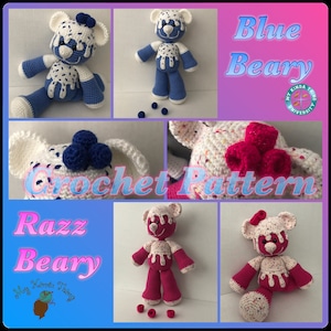 Razz Beary and Blue Beary Crochet Bear Pattern