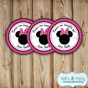 Tags Minnie Mouse-feestje gunsten DIY/bedankkaartjes/stickers/labels/cadeauzakje/verjaardag Mickey - bestand om af te drukken