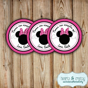 Minnie Mouse Party Favor Tags DIY / Thank You Tags / Stickers / Labels / Gift Bag Tag / Mickey Birthday FILE to PRINT image 1