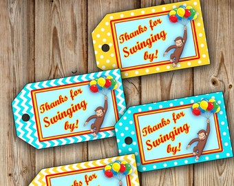 Curious George Party Favor Tags DIY/cadeaukaartjes - twee stijlen - BESTAND direct downloaden om af te drukken