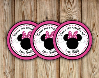Minnie Mouse Party Favor Tags DIY / Thank You Tags / Stickers / Labels / Gift Bag Tag / Mickey Birthday - FILE to PRINT