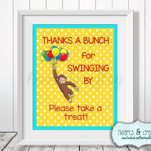 Curious George Birthday Treat Sign DIY - Thanks A Bunch - Mitbringsel - Leckerli Tischschild - Printable - DATEI zum DRUCKEN