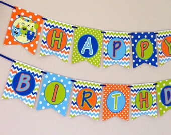 Monster Happy Birthday Banner - Little Monster Party / Monster Bash!