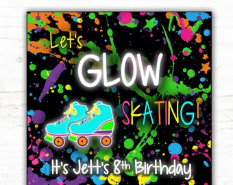 Skating Party Invitation / Glow In The Dark Skating Birthday Invitation / Glow Skate Invitation / Glow Party Invite DIGITAL FILE to PRINT