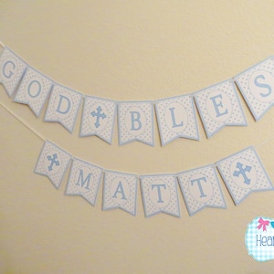 Baptism banner DIY / God Bless banner / Christening banner / First Communion Confirmation / baptism decor christening decor - FILE to PRINT