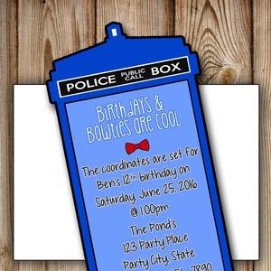 Personalized Doctor Who Party Invitation - Doctor Who Birthday Invitation - Wedding, Engagement, Bridal Shower - Tardis - FILE to PRINT