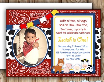 Barnyard Birthday Invitation / Cowboy Birthday Party Invitation / Farm Birthday Party Invitation / Wild West Party - FILE to PRINT