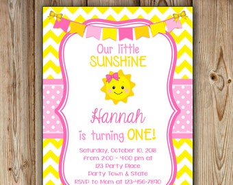 You Are My Sunshine Birthday Invitation / Sunshine Birthday Party Invitation / Sunshine Baby Shower Invitation - FILE to PRINT
