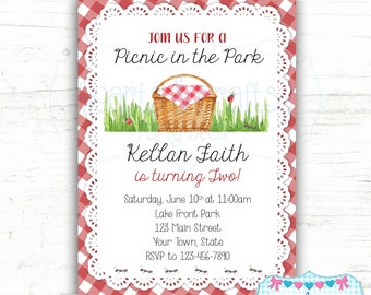 Picnic in the Park Birthday Invitation / Picnic Birthday Party Invitation / Picnic First Birthday / Baby Shower - FILE to PRINT