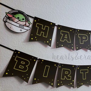 Bounty Hunter The Child Birthday INSTANT DOWNLOAD Happy Birthday Banner / Star Fighters Birthday Party - File to PRINT