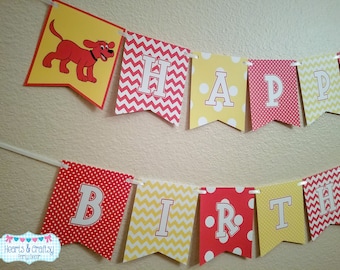 Clifford Big Red Dog Birthday DIY Banner de feliz aniversário / Festa de aniversário de Clifford - ARQUIVO para IMPRIMIR