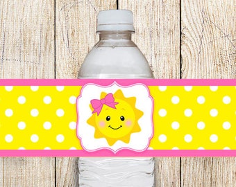 You Are My Sunshine Birthday Drink Wrappers DIY / Sunshine Birthday Party Water Bottle Wrap - FILE to PRINT