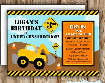 Construction Birthday Invitation / Dump Truck Invitation Party / Construction Party / Builder Birthday /Under Construction - FILE to PRINT