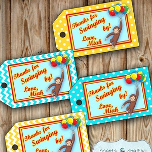 Curious George Party Favor Tags DIY / Personalized Gift Tags - Two Styles - Print-Your-Own FILE to PRINT