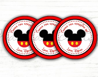 Mickey Mouse Party Favor Tags DIY / Thank You Tags/ Stickers/ Labels/ Gift Bag Tag/ Mickey Birthday/ Thanks for Stopping By - FILE to PRINT