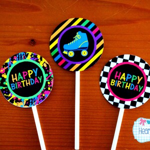 Skating Party Cupcakes DIY - Glow In The Dark Skating Birthday Cupcake Toppers & Wrappers - Glow Skate - Print Your Own FILE to PRINT