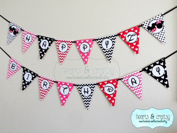 Mickey AND Minnie Mouse Happy Birthday Banner / Twin Mickey Mouse Birthday / Mickey Mouse First Birthday Banner / Mickey Mouse Clubhouse Il_570xn