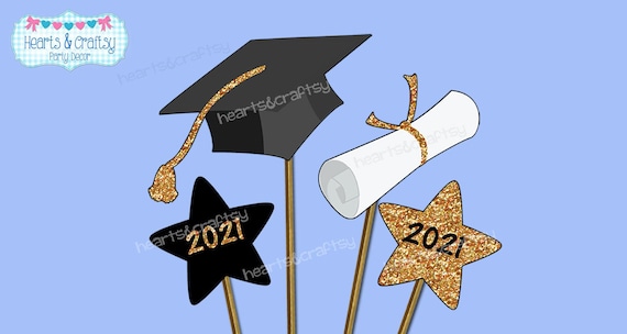 Graduation Party Centerpiece Cut Outs DIY - College Graduation Photo - High School Graduation -Black and Gold- Class of 2021 DIGITAL FILE Il_570xn