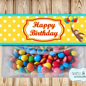 Curious George Treat Bag Toppers DIY / Curious George Thank You Tag / Gift Bag Tag - Printable FILE to PRINT