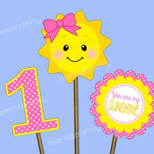 You Are My Sunshine Centrotavola di compleanno Ritagli Fai da te / Topper per torta festa di compleanno Sunshine - Decorazione compleanno Sunshine - FILE da STAMPARE