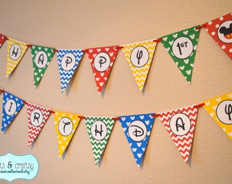 Mickey Mouse Clubhouse Party Happy Birthday Banner DIY / Mickey Mouse Party - FILE to PRINT