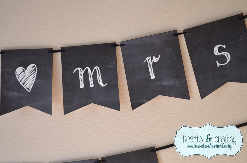 Future Mr & Mrs Wedding Banner DIY Photo Prop Chalkboard Style / Reception Decor / Engagement Party Decor Print Your Own FILE to PRINT image 3