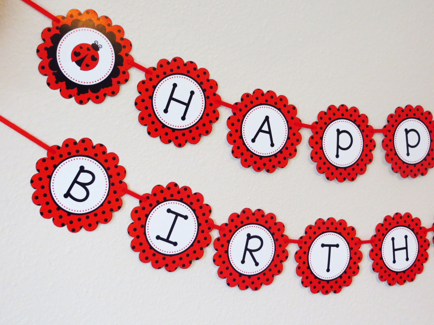 Marienkäfer Geburtstagsbanner „Happy Birthday“ – Partydekoration Für Marienkäfer-Mottoparty, Babyparty