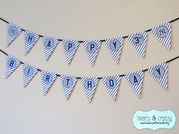 New York YANKEES Party Banner / Yankees Birthday Banner / Yankees Baby Shower Il_570xn