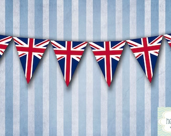 UK British Flag DIY Union Jack Party Banner Bunting - Printable - FILE to Print